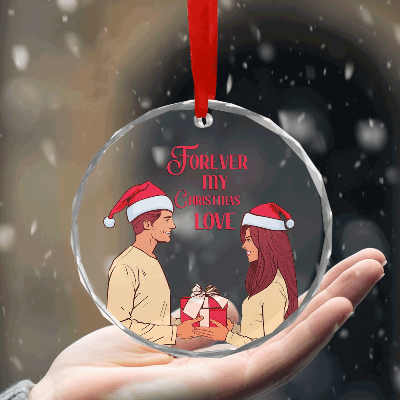 Romantic Christmas Gift | Holiday Love and Togetherness | Glass Ornament